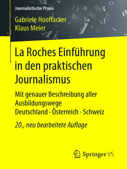 Title details for La Roches Einführung in den praktischen Journalismus by Gabriele Hooffacker - Available